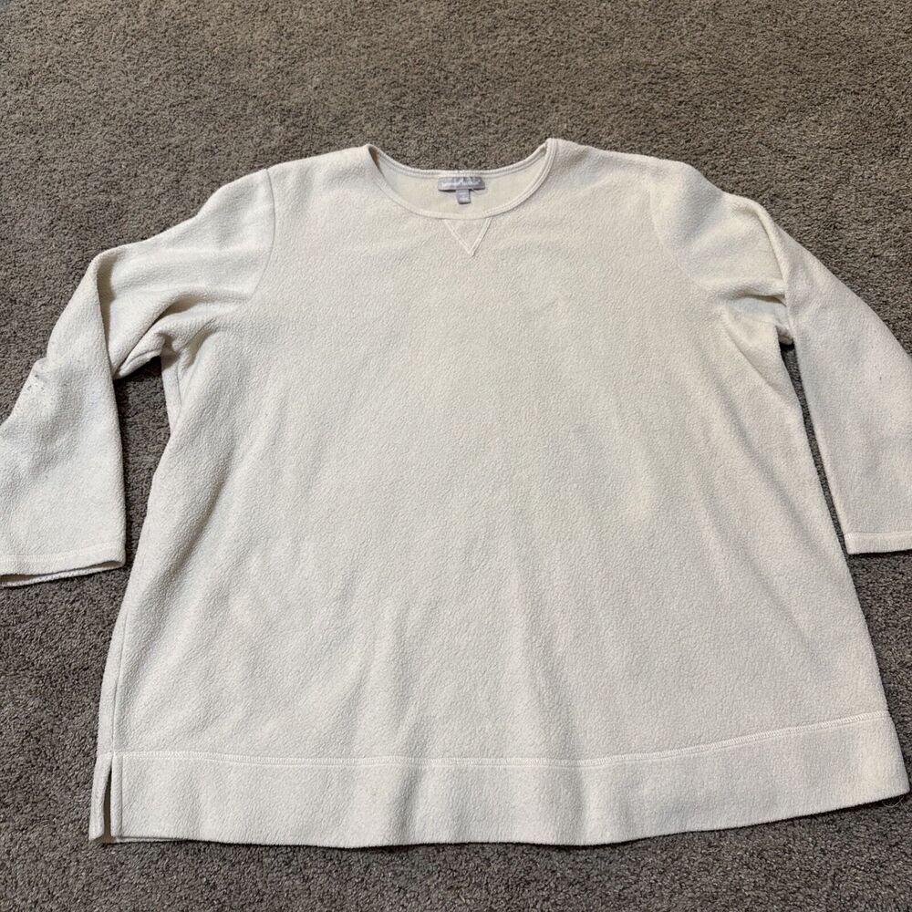 Woman Within Ivory Fleece Tunic Sweater Size‎ 2X, 26/28 Long Sleeve Crew Neck